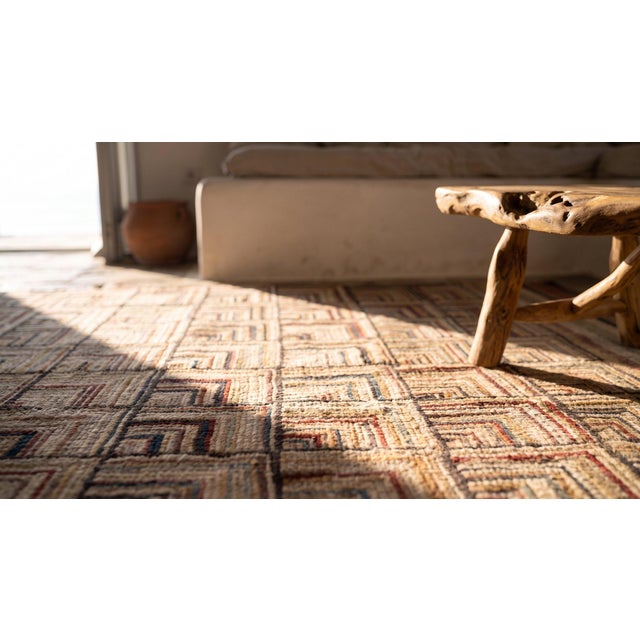 1930s Brown Tridimensional Square Antique American Hooked Rug 4'2" X 6'3" Handknotted Wool Carpet For Sale - Image 9 of 10