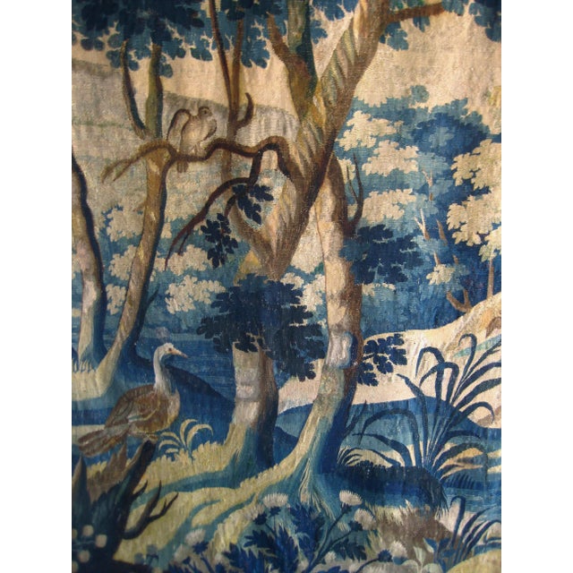 Early 18th Century Flemish 18 Century Verdure Three Birds and Thistle Plant For Sale - Image 5 of 18