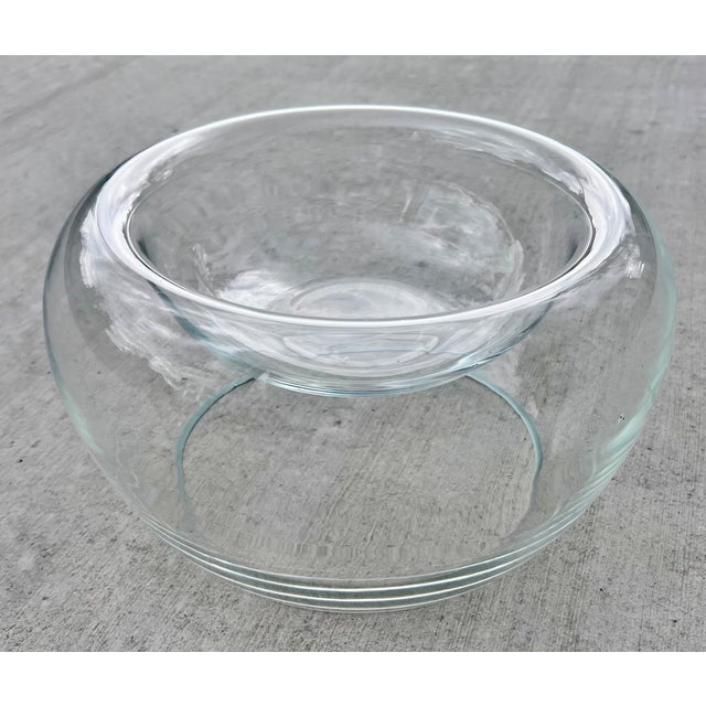 Large Sculptural Clear Art Glass Centerpiece Bowl | Modernist Floating Bowl For Sale - Image 4 of 8