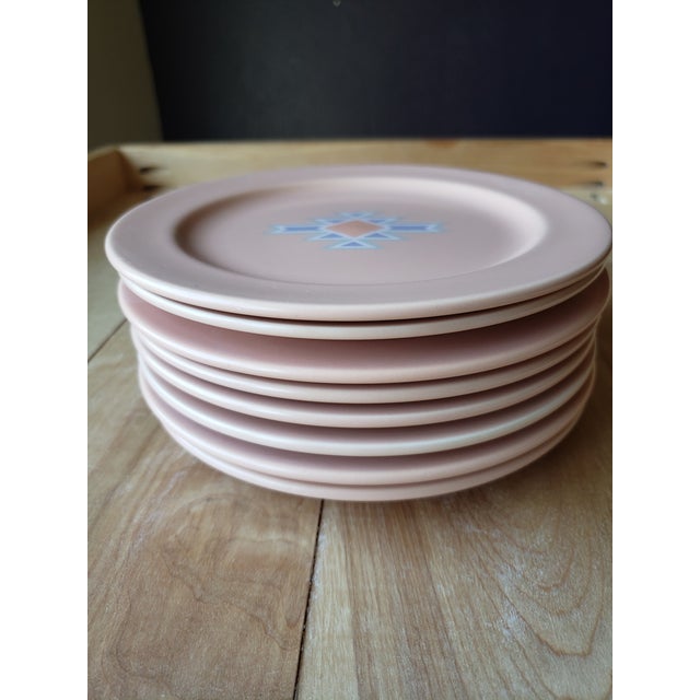 Peach Vintage Southwest Stoneware Salad Plates - Set of 8 by Treasure Craft For Sale - Image 8 of 10