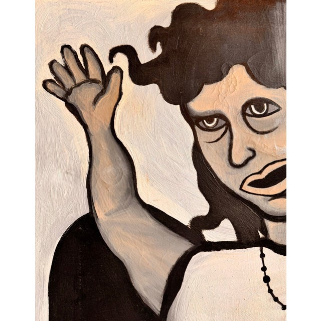 41 3/4”W x 81”H x 2”D This singular work of contemporary folk expressionism serves as a profound artifact of late 20th-...