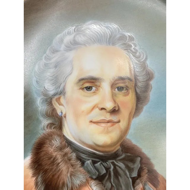 Hand Painted Porcelain Plate with a Portrait of Count Moritz of Saxony by C.M. Freyer for Meissen Porcelain, Germany, 1998 For Sale - Image 3 of 11