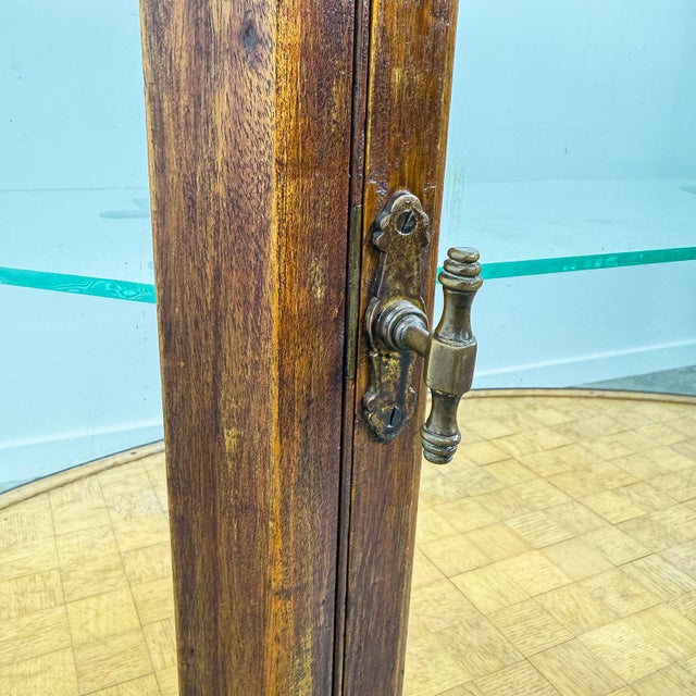 Antique Curved Glass Display Cabinet Wooden Showcase, 1890s For Sale - Image 13 of 18