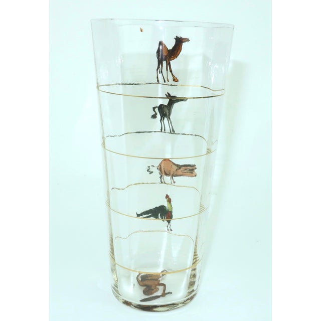 Art Deco Novelty Cocktail Glass With Hand Painted Animal Measurements, c.1930 For Sale - Image 4 of 12
