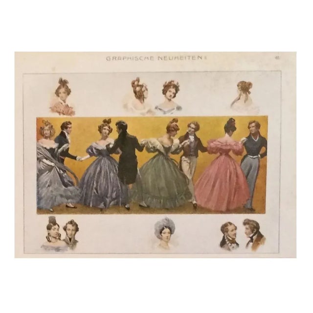 Traditional Decorator Prints C.1900 - Colorful Ladies S/2 For Sale - Image 3 of 3