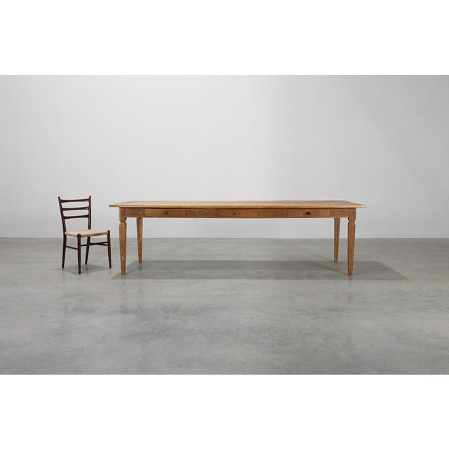 Rustic Large French Provincial Farm Table in Elm Wood, France, 1850 For Sale - Image 3 of 16