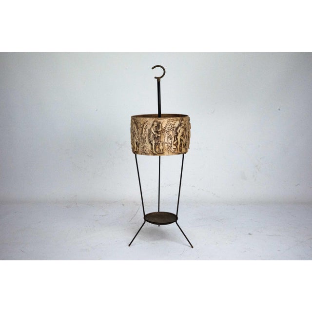 Mid-Century Modern Mid-Century Umbrella Stand in Iron and Brass with Neo-Classical Relief, Italy, 1950s For Sale - Image 3 of 10