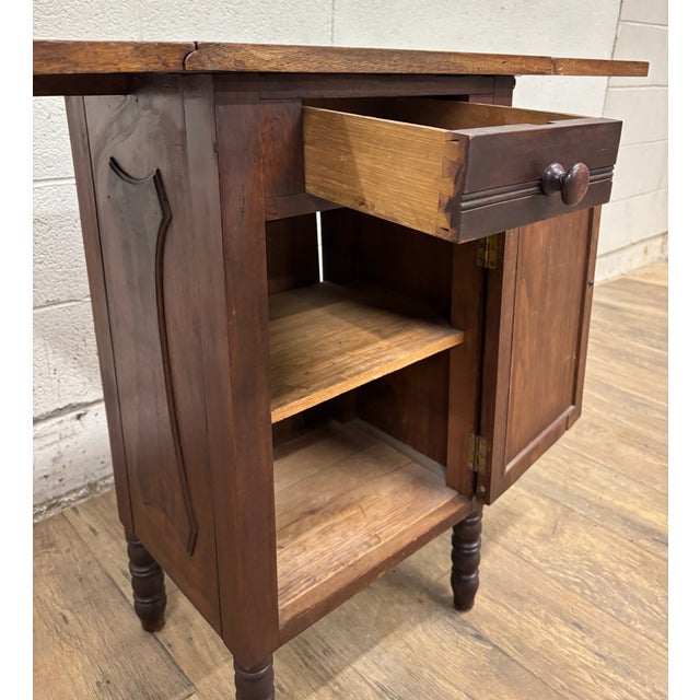 Wood Antique Pembroke Drop Leaf Side Table Nightstand For Sale - Image 7 of 11