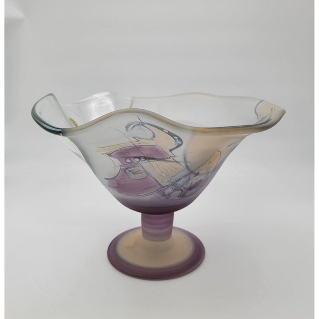 Contemporary Ioan Nemtoi Romanian Art Glass Compote For Sale - Image 3 of 12