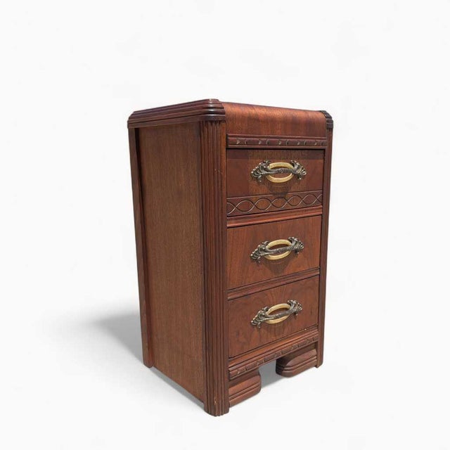 1930s Art Deco Waterfall Three-Drawer Nightstand For Sale - Image 14 of 14