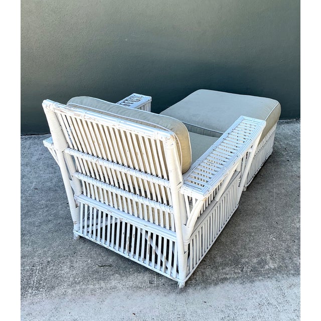 Mid 20th Century Vintage Rattan Lounge Chair and Ottoman After Bielecky Brothers For Sale - Image 5 of 12