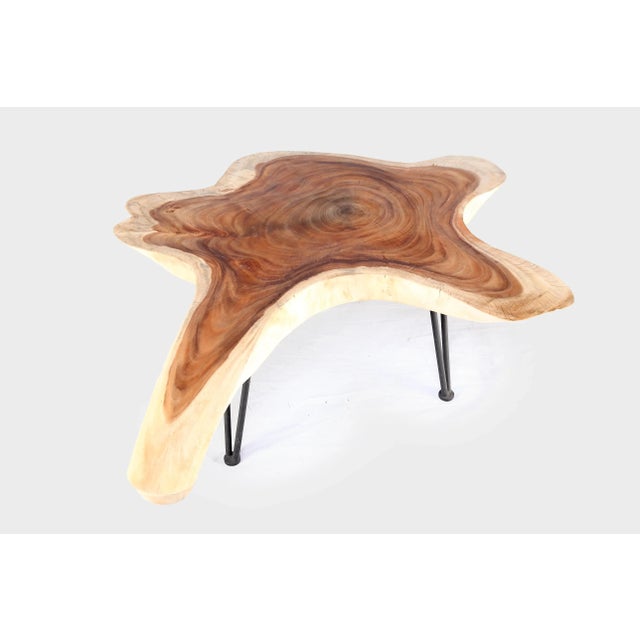 Modern One Slab Living Edge Coffee Table With Black Iron Legs 49 For Sale - Image 3 of 6