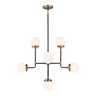 Visual Comfort Studio Cafe Eight Light Small Chandelier Satin Brass For Sale