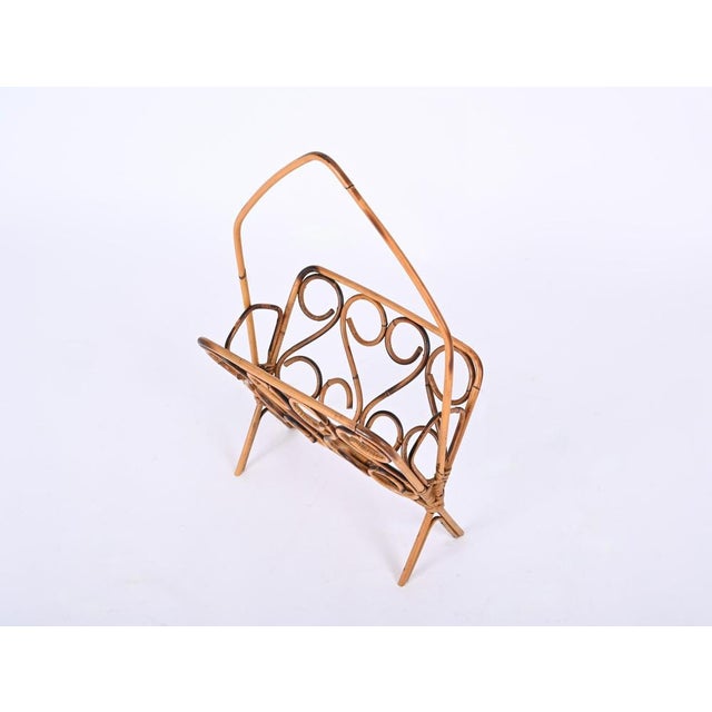 Mid-Century French Riviera Bamboo and Rattan Magazine Rack, 1960s For Sale - Image 9 of 15