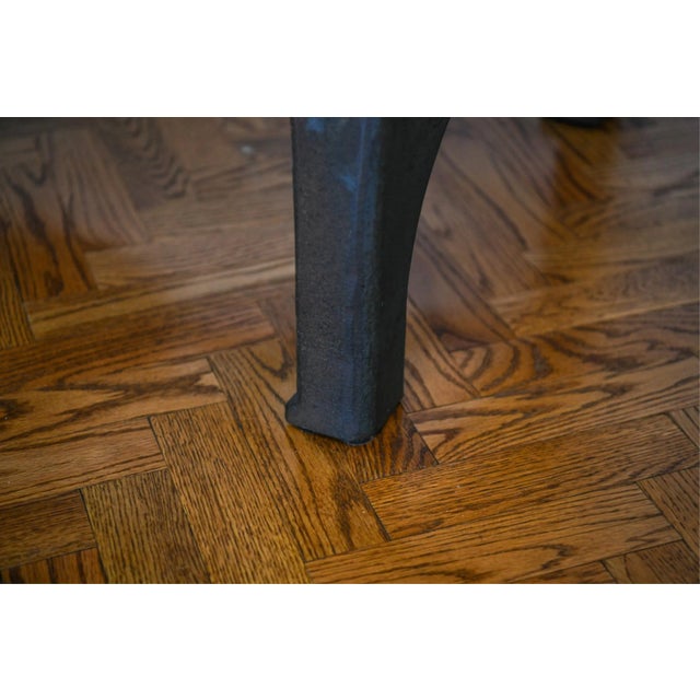 Industrial Industrial Trestle Console Table With Macassar Ebony Top and Antique Lathe Base For Sale - Image 3 of 11