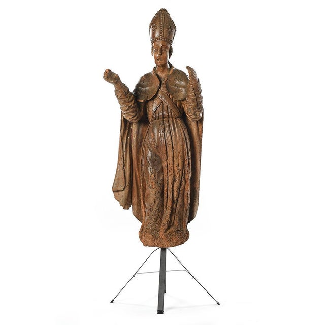 Timber Iron Sculpture of St. Nicolas For Sale - Image 5 of 5
