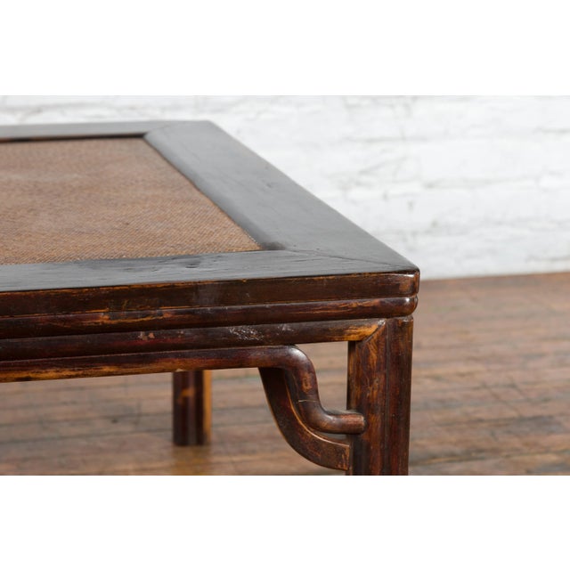 Chinese Ming Dynasty Style Wood & Hand-Woven Rattan Top Coffee Table For Sale - Image 12 of 13