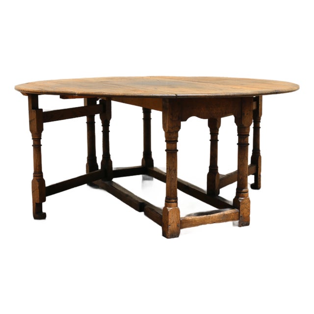 Country French Tiger Oak Drop-Leaf Gateleg Dining Table, Rustic Farmhouse Oak Table, Circa 1950s For Sale