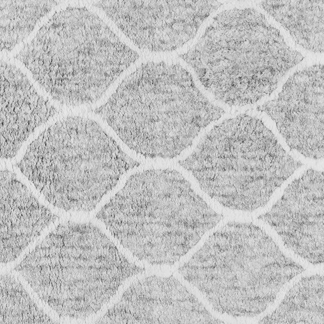 Pasargad Home Moroccan Silver Microfiber & Cotton Area Rug- 5' 0" X 8' 0" For Sale In New York - Image 6 of 6