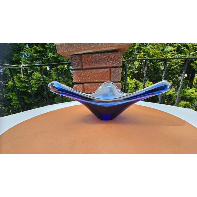Glass Murano Glass Platter in Cobalt, 1970s For Sale - Image 7 of 7
