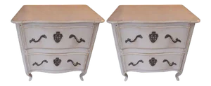 1940s French White Painted 2-Drawer Nightstands - A Pair