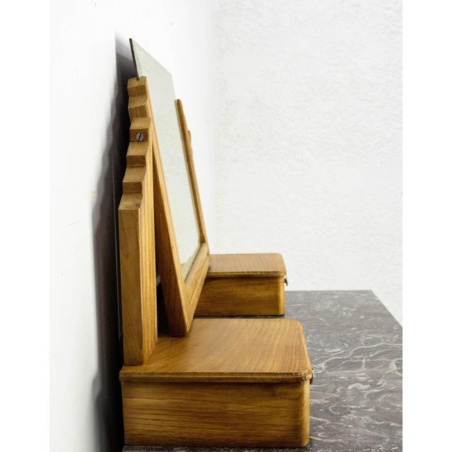 Beige Mid-Century French Chestnut Marble Dressing Table with Mirror, 1940s For Sale - Image 8 of 18