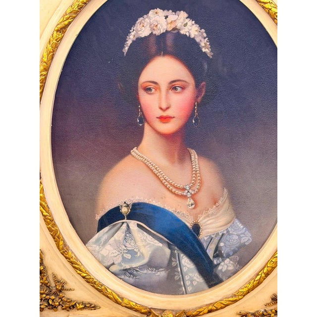 Vintage Grand French Rococo Portrait Wall Art 47 Tall For Sale - Image 10 of 10