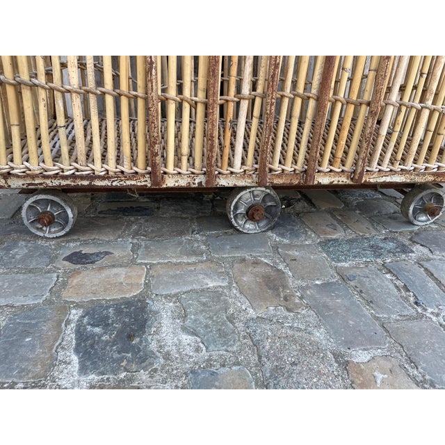 Antique Bamboo and Iron Cart, 1950s For Sale - Image 15 of 16