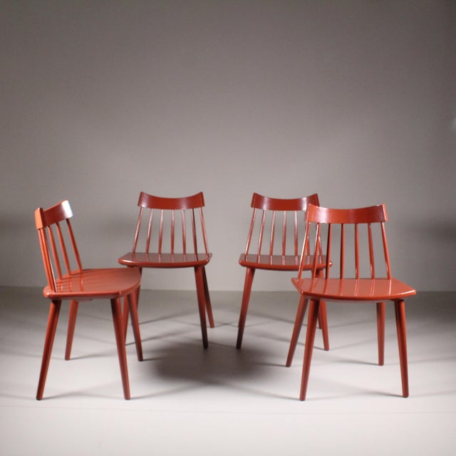 Vintage Scandinavian Red Chairs from Hagafors, Set of 4 For Sale - Image 13 of 13