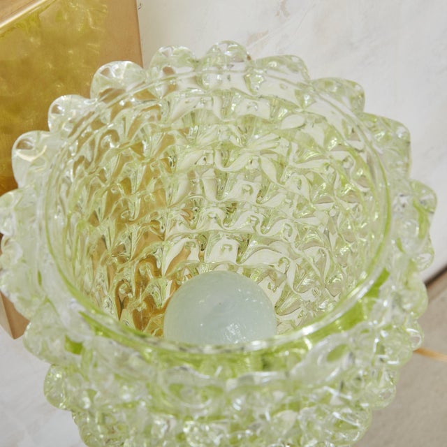 Green Pair of Green Italian Rostrate Style Handblown Glass Sconces with Brass Bases For Sale - Image 8 of 9