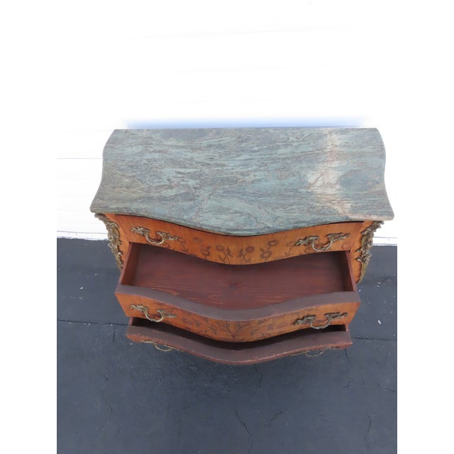 Brown French Marble Top Bombay Serpentine Inlay Commode Dresser Bathroom Vanity 6433 For Sale - Image 8 of 18