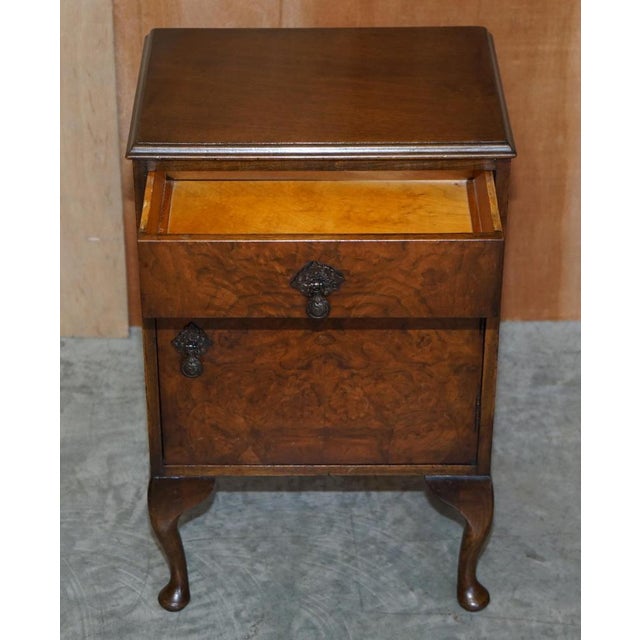 Wood Burr Walnut Bedside or Side End Wine Table from Maple & Co For Sale - Image 7 of 16