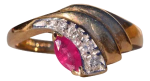 The Swept Away: Natural Ruby and Diamond Ring in Yellow Gold
