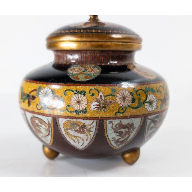 Japanese Early 20th Century Japanese Cloisonne Enamel Covered Urn Attr: Honda Yosaburo For Sale - Image 3 of 17