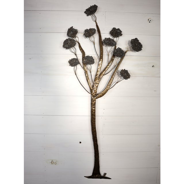 Vintage Brutalist Large Brass Set of 3 Tree Wall Hanging Sculpture Jacqui of California Gold Mid Century Modern Retro 50's 60's For Sale - Image 13 of 14