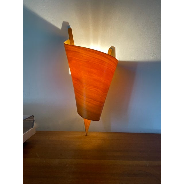 Large wall light in wood and wood veneer, soft and clean lines, soft light, E27 socket European Plug (up to 250V).The...