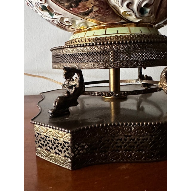 1950s Capodimonte Lamp Pair With Giant 50s Shades For Sale - Image 5 of 9