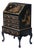 Black Lacquer Hand Painted Asian Chinoiserie Black Lacquer Secretary Writing Desk For Sale