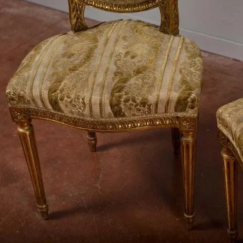 Wood Set of Napoleon III Gilded Chairs For Sale - Image 7 of 9