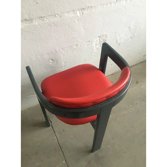 Mid-Century Modern Italian Faux Leather Chair in the style of Augusto Savini For Sale - Image 6 of 12