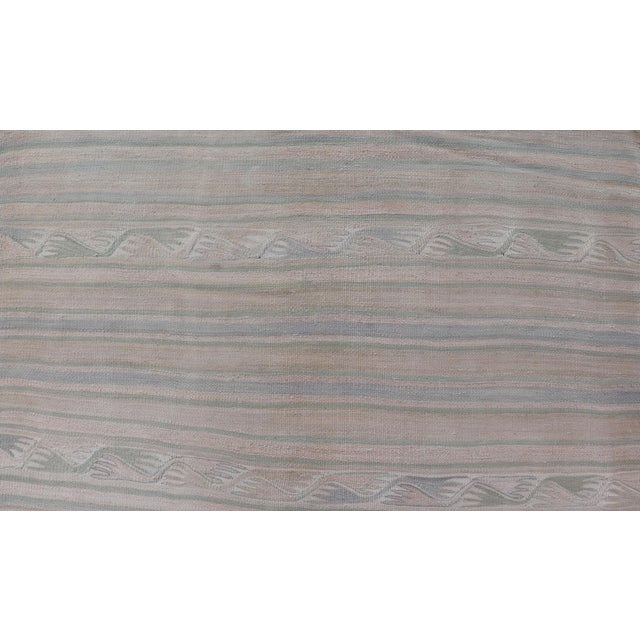 Stripe Design Turkish Vintage Kaysari Kilim Rug in Soft Pastel Tones For Sale In Atlanta - Image 6 of 11