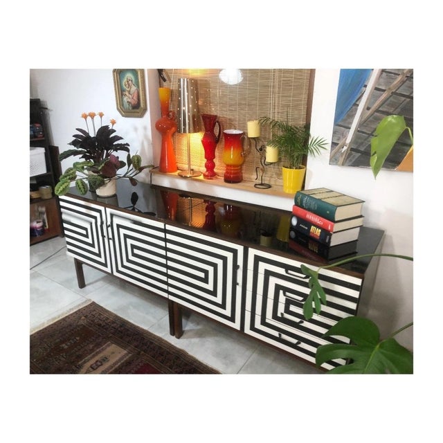 Modular Sideboard with Op Art Motif, 1970s, Set of 2 For Sale - Image 9 of 18