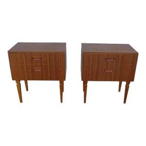1960s Danish Mid Century Teak Nightstands - a Pair