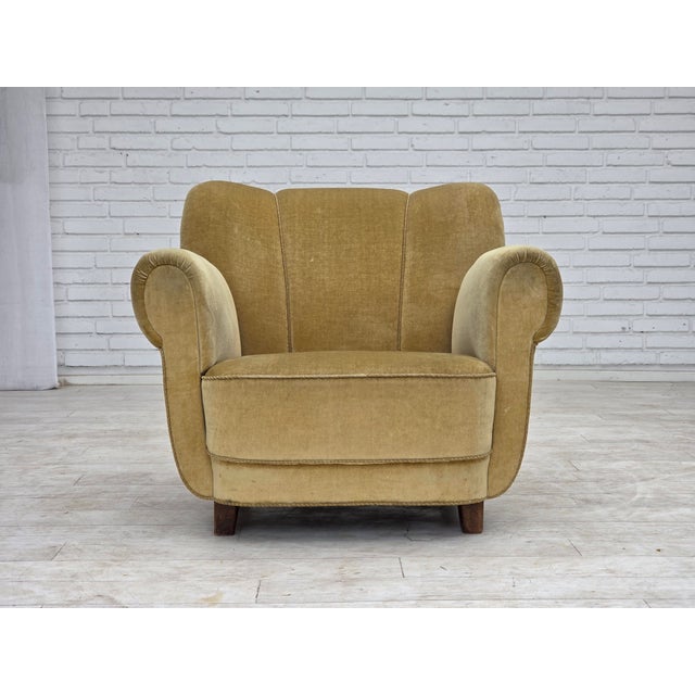 Danish Oak Relax Armchair with Velour Upholstery, 1960s For Sale - Image 18 of 18