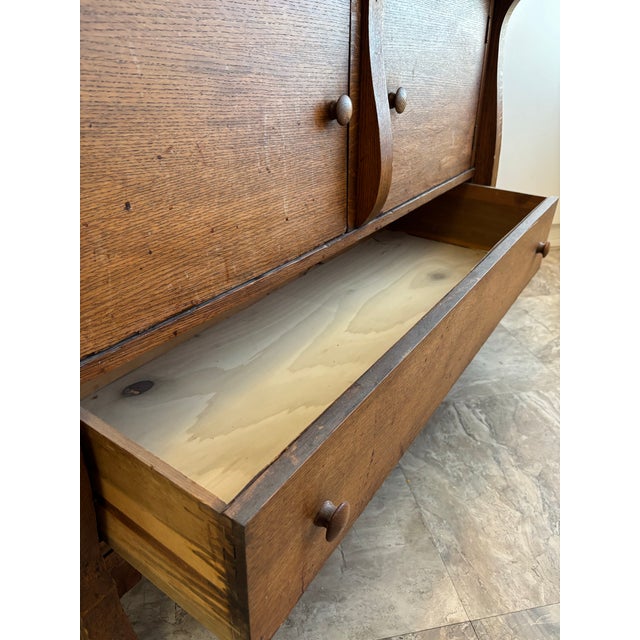 Tiger Oak Sideboard With Beveled Mirror From the Early 1900s For Sale - Image 10 of 12