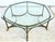 1970s Vintage LaBarge Hexagonal Brass Hoof Footed Glass Top Coffee Table For Sale - Image 5 of 13