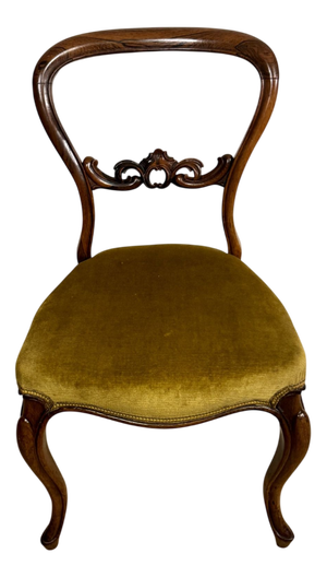 Antique Victorian Rosewood Balloon Back Dining Chairs, 1860, Set of 6
