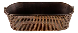 Rattan Wrapped Metal Planter With Round Handles