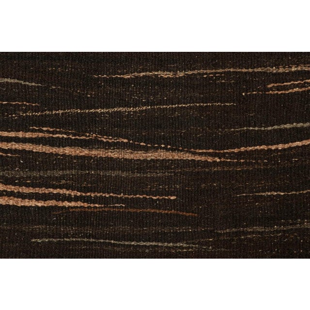 Traditional Oversized Vintage Kilim in Chocolate Brown Tones and Muted Stripes | Rug & Kilim For Sale - Image 3 of 7