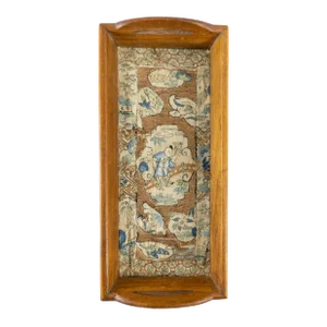 Early 20th Century Chinese Silk Embroidered Textile Catchall Tray